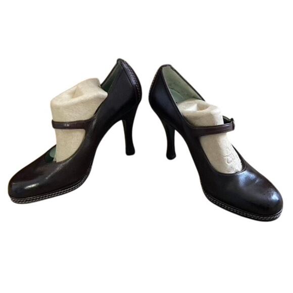 Vintage Early 90's NEW Charles Jourdan Brown Mary Janes Beautiful! - Picture 2 of 8